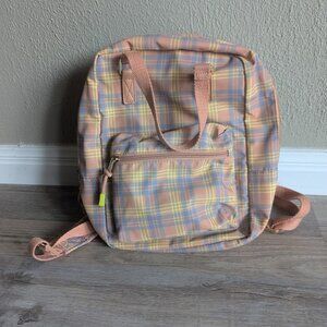 🎒 Wild Fable Orange Plaid Backpack | Adjustable Straps | EUC